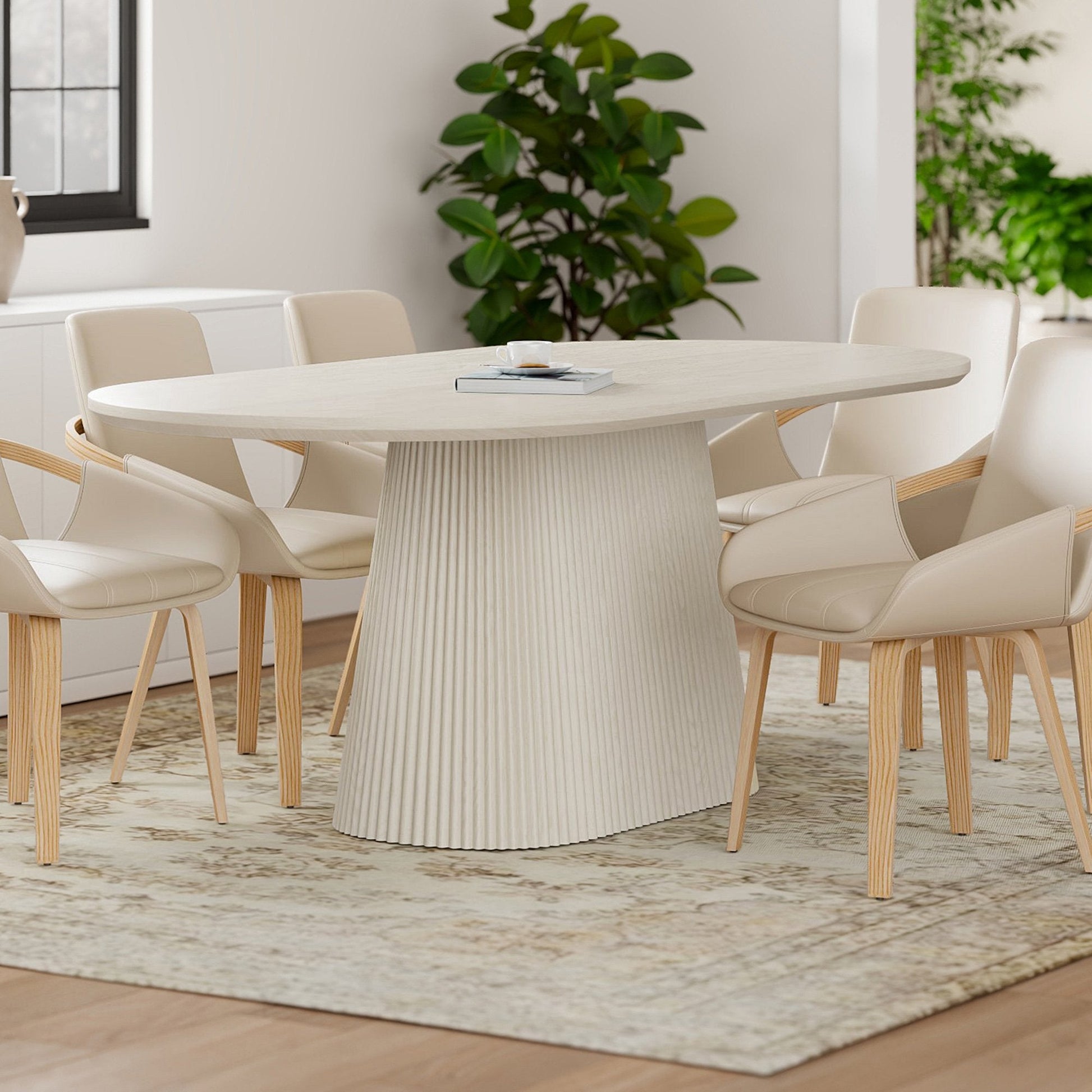 Oval Dining Table Tovas Ivory Wood - Your Bar Stools Canada