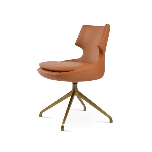 Brown Leather Swivel Chair | Patara Spider