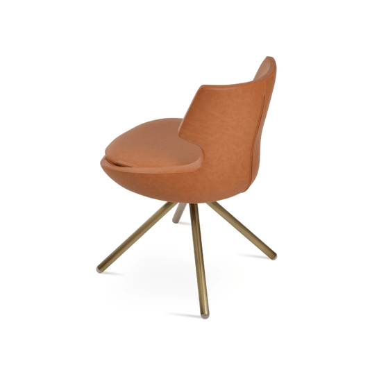 Brown Leather Swivel Chair | Patara Stick