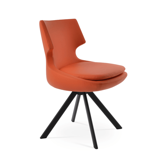 Patara Swivel Dining Chairs | Orange Leather