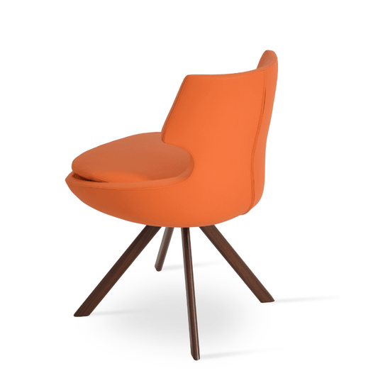 Patara Swivel Dining Chairs | Orange Leather
