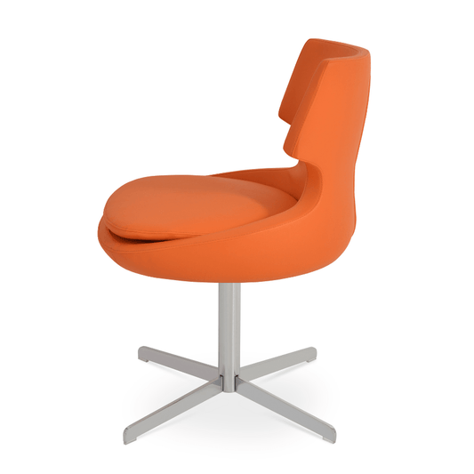 Patara Swivel Kitchen Chairs | Orange Leather