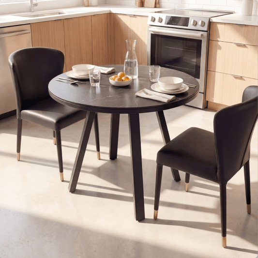 Denver Small Round Ceramic Dining Set - Black