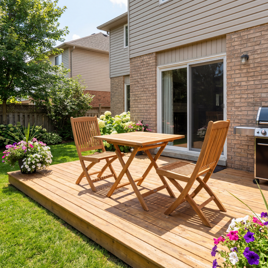Pamela Folding Teak Bistro Set with 2 Side Chairs - Your Bar Stools Canada
