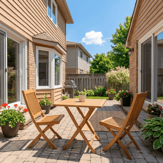 Pamela Folding Teak Bistro Set with 2 Side Chairs - Your Bar Stools Canada
