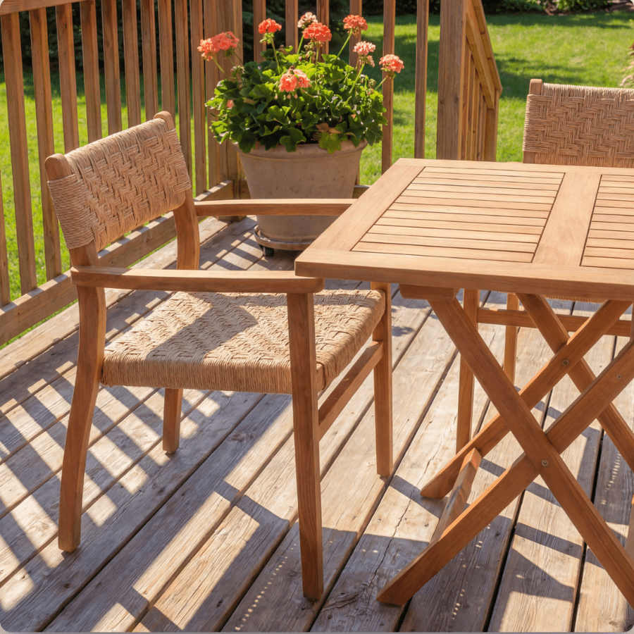 Pamela Square Folding Teak Bistro Set with 2 Palermo Armchairs - Your Bar Stools Canada