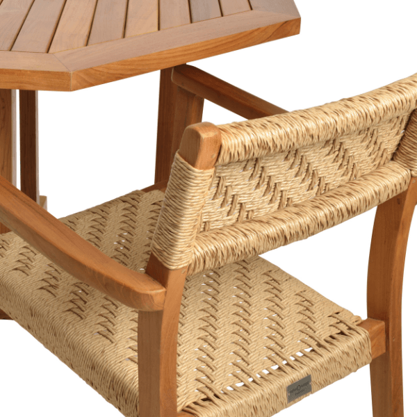 Pamela Square Folding Teak Bistro Set with 2 Palermo Armchairs - Your Bar Stools Canada