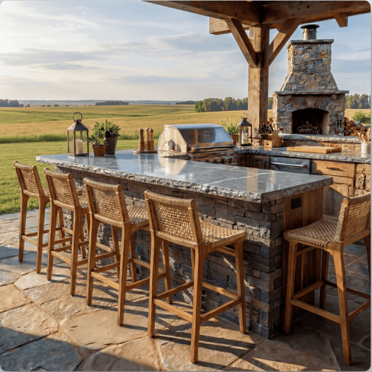 Paramus Teak Wicker Outdoor Bar Stool - Your Bar Stools Canada