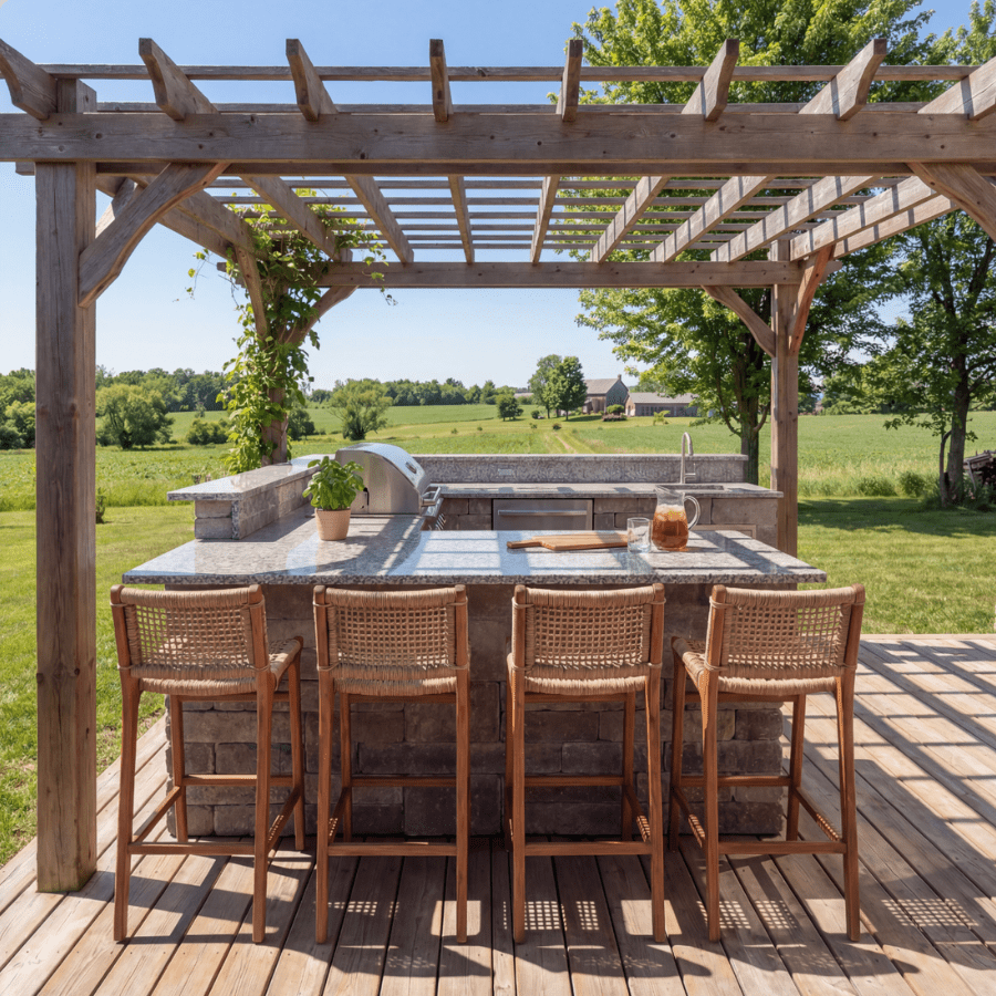 Paramus Teak Wicker Outdoor Bar Stool - Your Bar Stools Canada