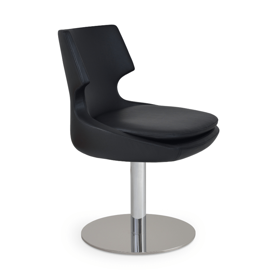 Patara Swivel Dining Chairs | Black Leather - Your Bar Stools Canada