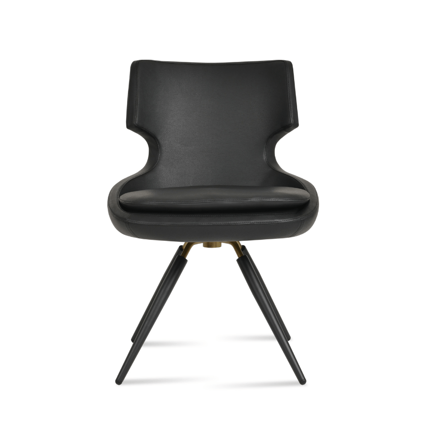 Patara Swivel Dining Chairs | Black Leather - Your Bar Stools Canada