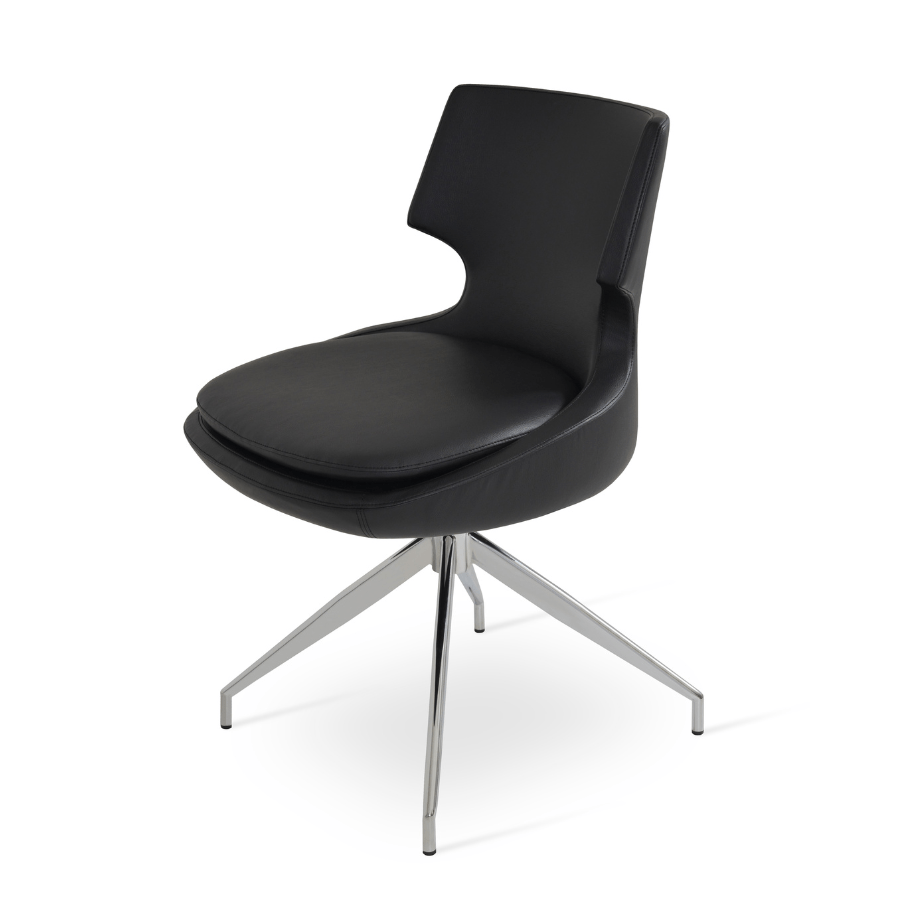 Patara Swivel Dining Chairs | Black Leather - Your Bar Stools Canada