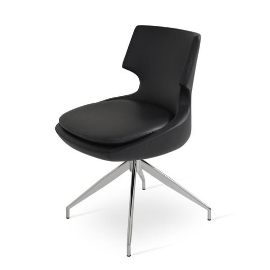 Patara Swivel Dining Chairs | Black Leather - Your Bar Stools Canada
