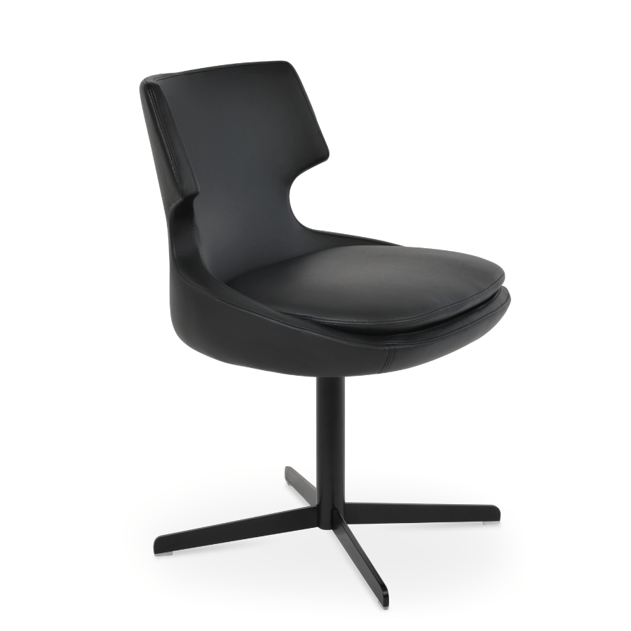 Patara Swivel Dining Chairs | Black Leather - Your Bar Stools Canada