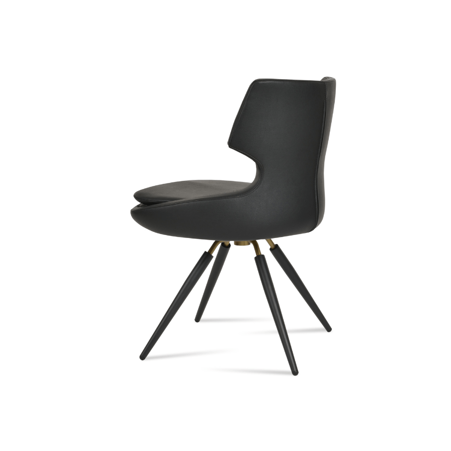 Patara Swivel Dining Chairs | Black Leather - Your Bar Stools Canada
