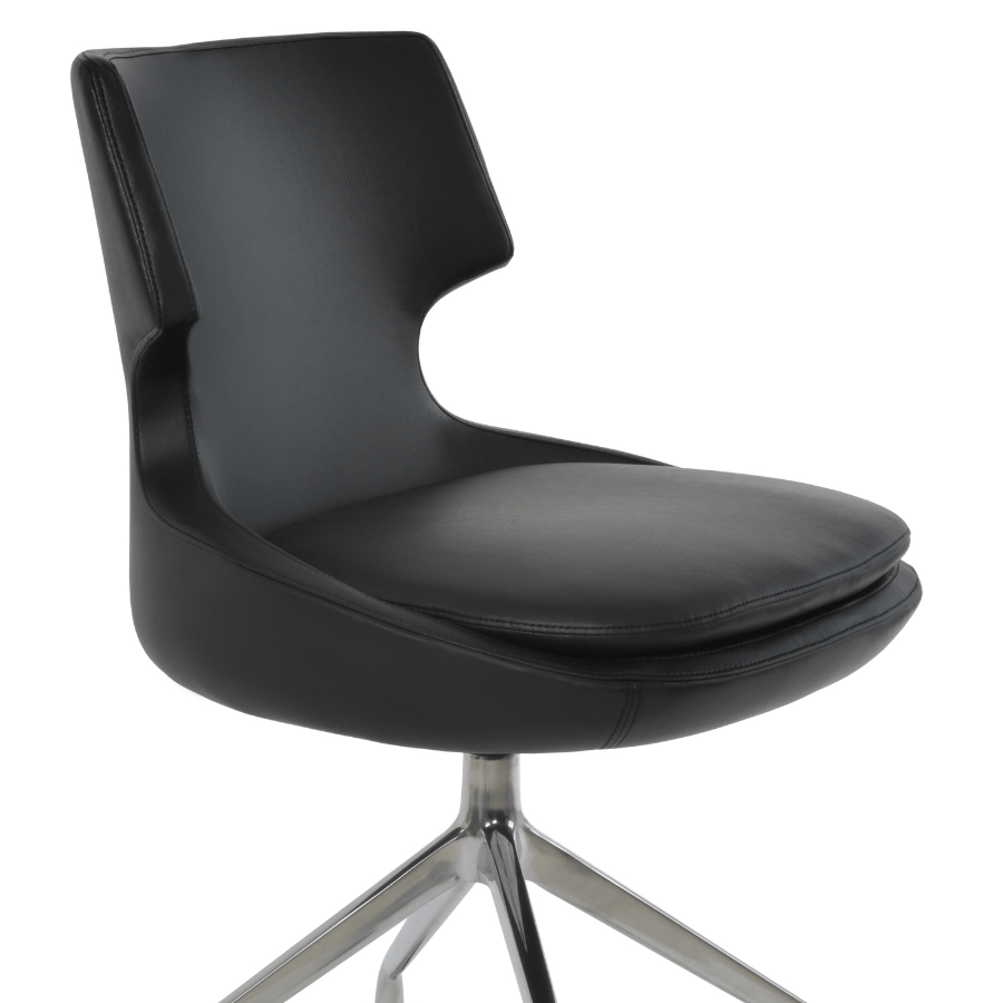 Patara Swivel Dining Chairs | Black Leather - Your Bar Stools Canada
