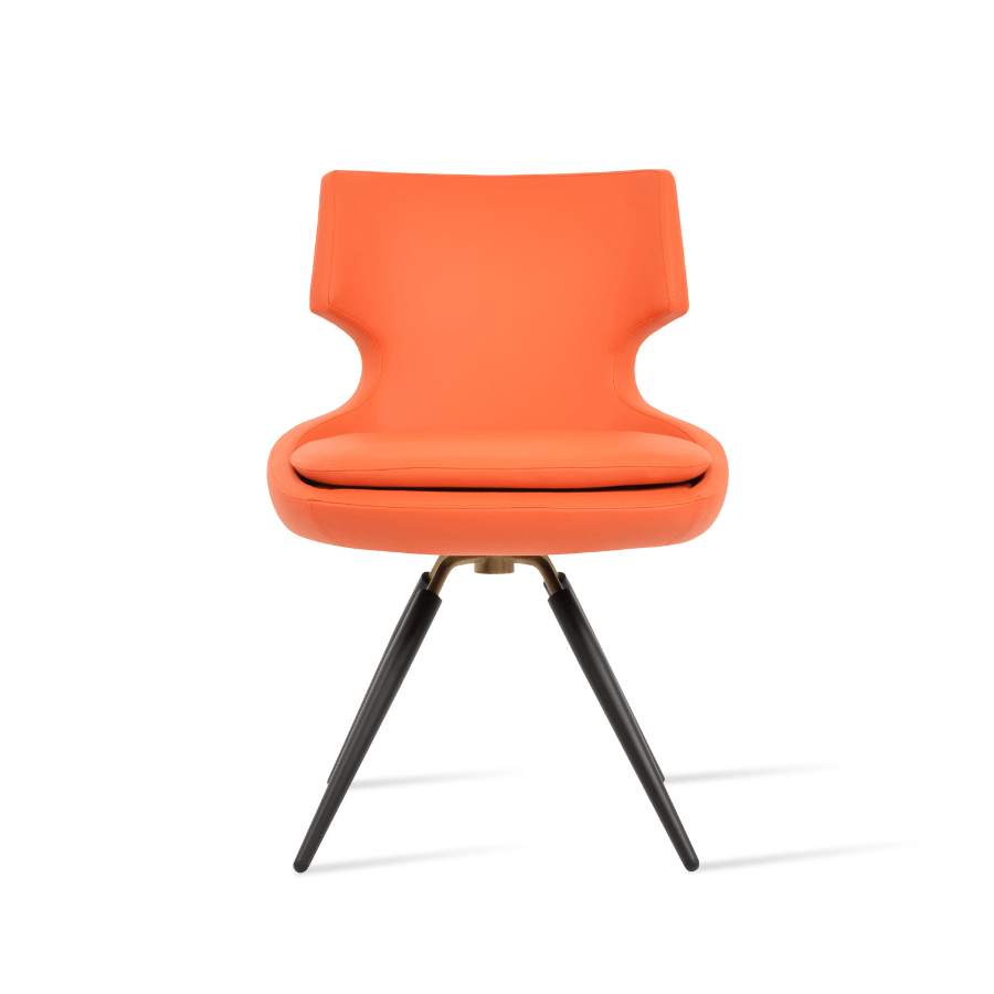 Patara Swivel Dining Chairs | Orange Leather - Your Bar Stools Canada
