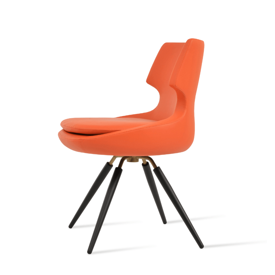 Patara Swivel Dining Chairs | Orange Leather - Your Bar Stools Canada