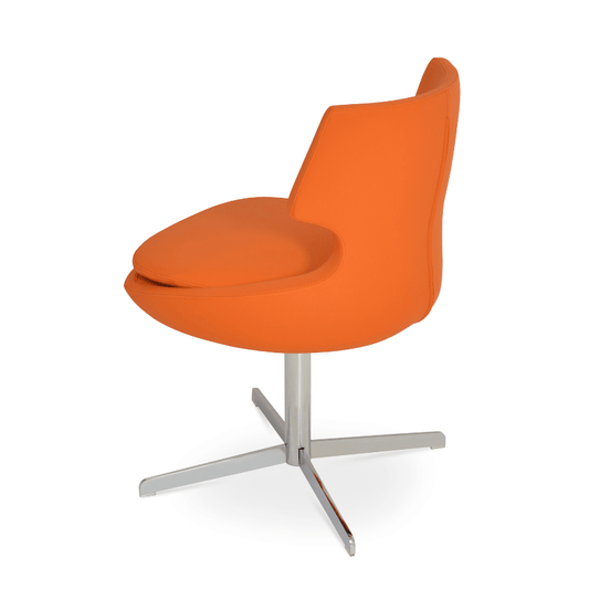 Patara Swivel Kitchen Chairs | Orange Leather - Your Bar Stools Canada