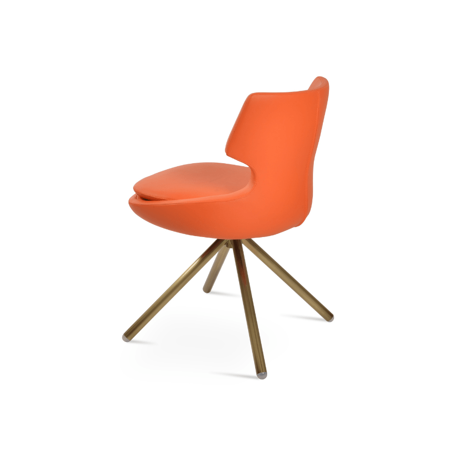 Patara Swivel Kitchen Chairs | Orange Leather - Your Bar Stools Canada