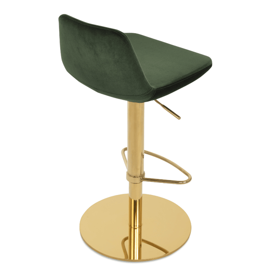 Pera Adjustable Kitchen Bar Stool in Green Velvet - Your Bar Stools Canada