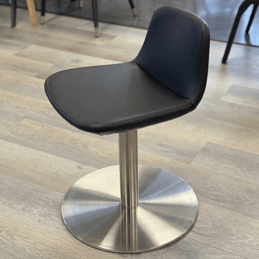 Pera Black Swivel Dining Chair with Brushed Steel Base - Your Bar Stools Canada