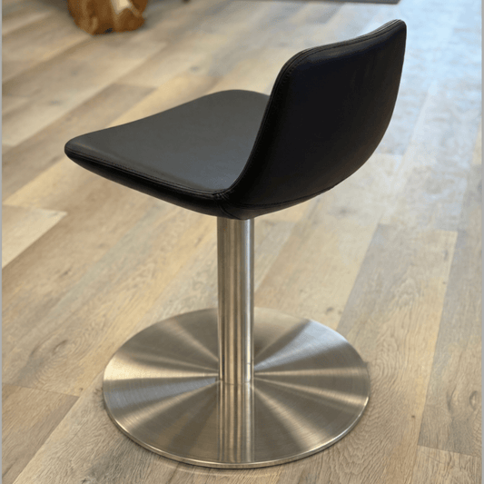 Pera Black Swivel Dining Chair with Brushed Steel Base - Your Bar Stools Canada
