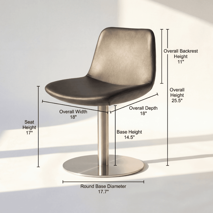 Pera Black Swivel Dining Chair with Brushed Steel Base - Your Bar Stools Canada