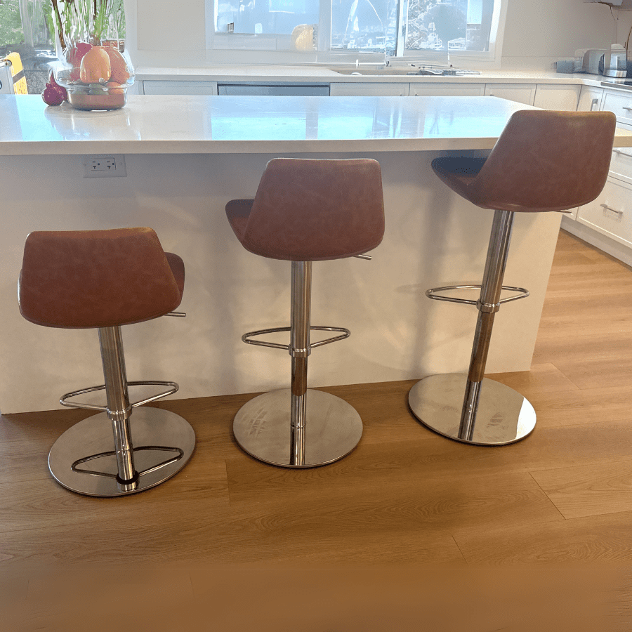 Pera Brown Leather Adjustable Bar Stools - Your Bar Stools Canada