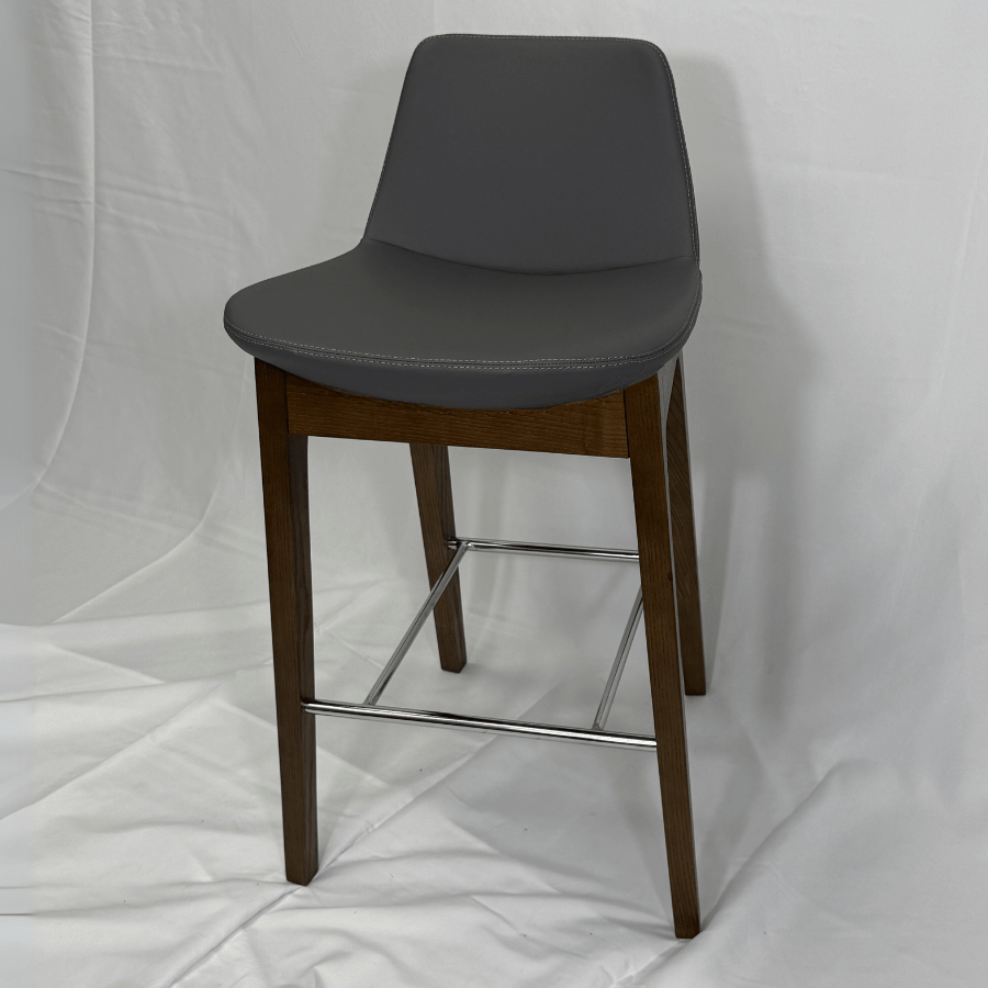 Pera HB Grey Leather Bar Stools - Your Bar Stools Canada