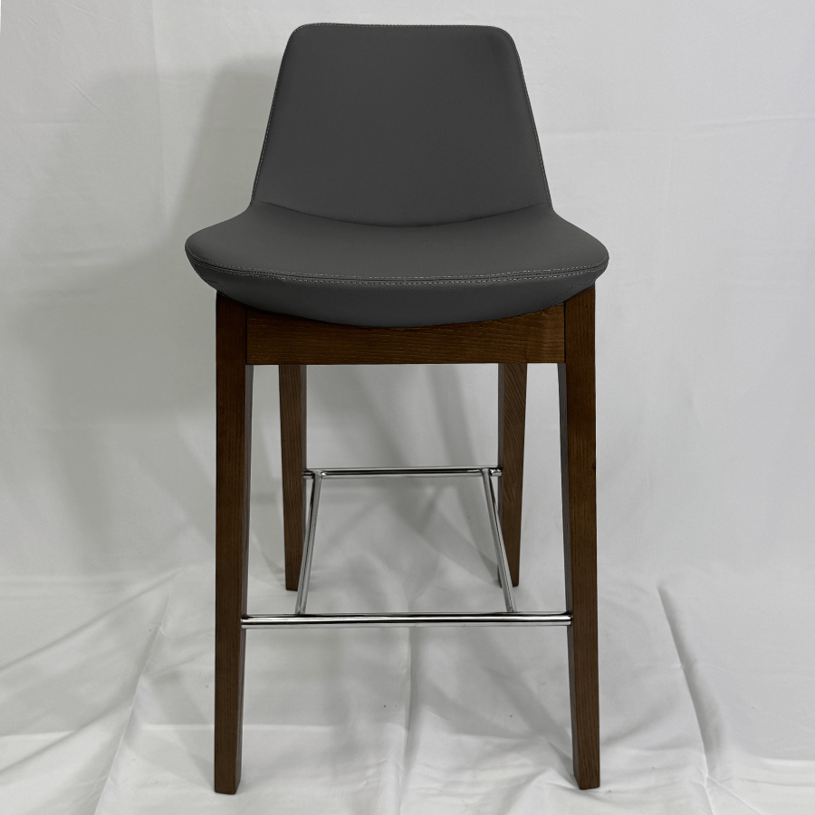 Pera HB Grey Leather Bar Stools - Your Bar Stools Canada