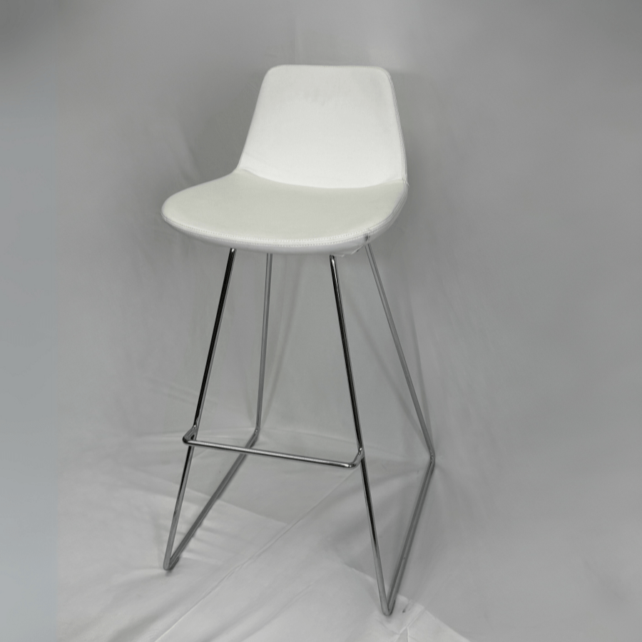 Pera White Leather Bar Stools with Chrome Legs - Your Bar Stools Canada