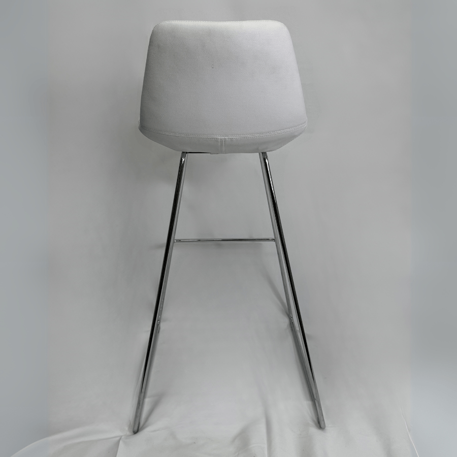 Pera White Leather Bar Stools with Chrome Legs - Your Bar Stools Canada