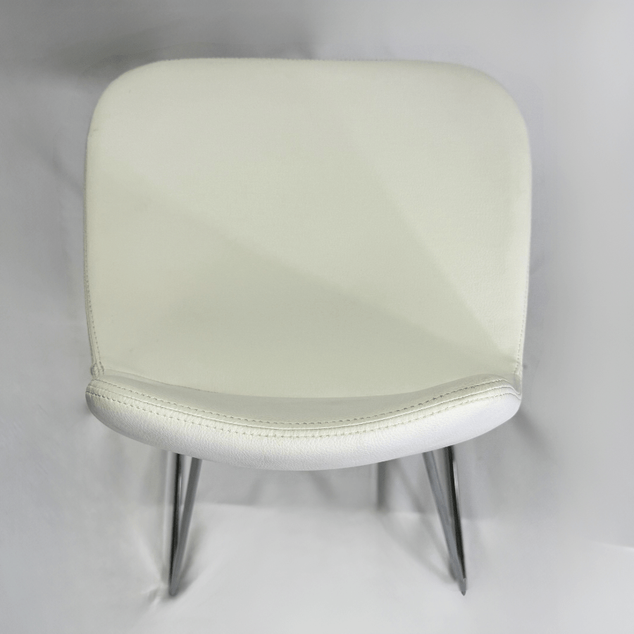 Pera White Leather Bar Stools with Chrome Legs - Your Bar Stools Canada