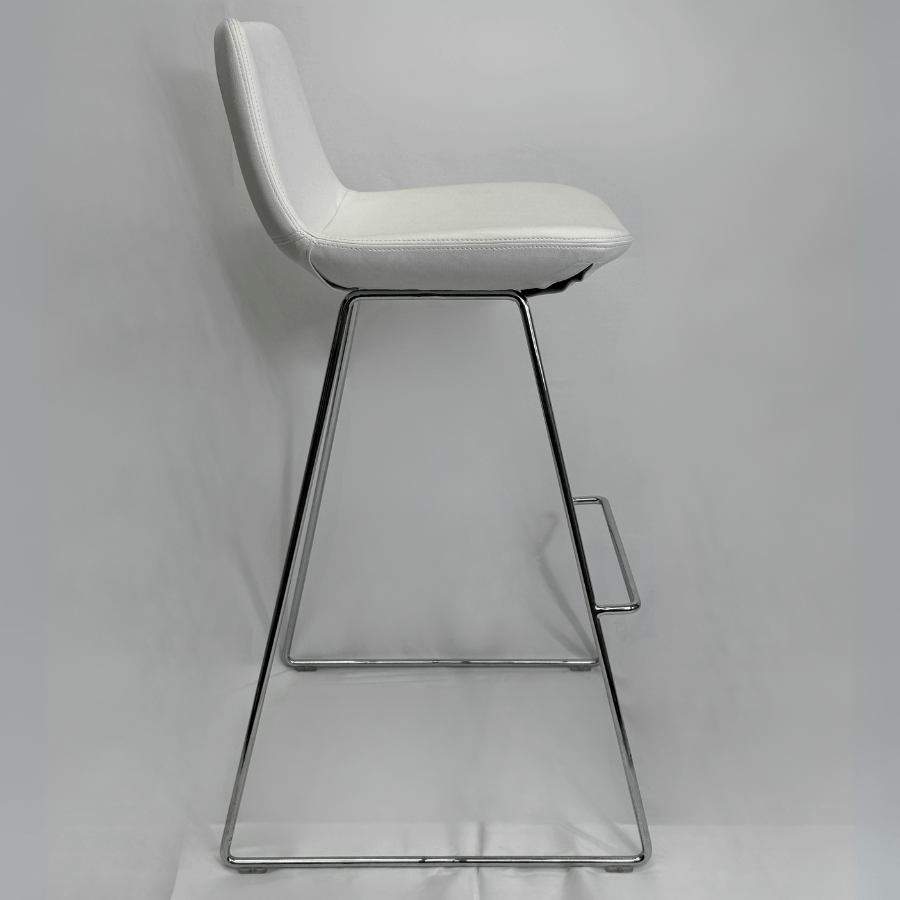 Pera White Leather Bar Stools with Chrome Legs - Your Bar Stools Canada