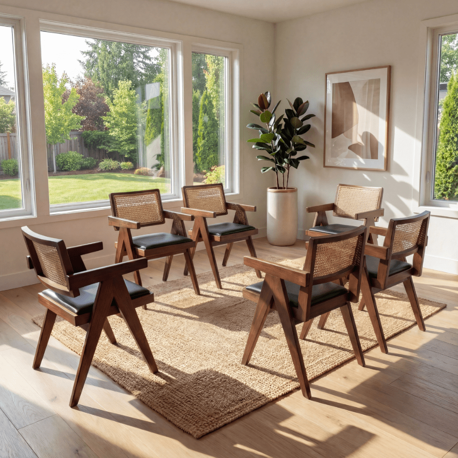 Pierre J Solid Wood Dining Set with Upholstered Armchairs - Your Bar Stools Canada