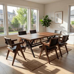 Pierre J Solid Wood Dining Set with Upholstered Armchairs - Your Bar Stools Canada