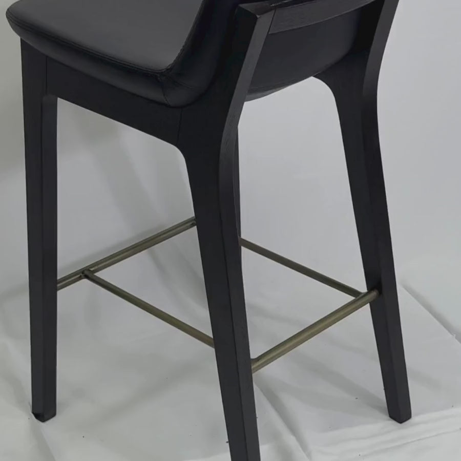 Pera HB Black Leather Counter Stools