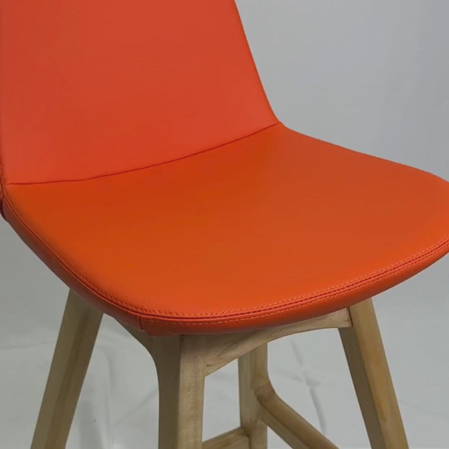 Pera Orange Light Wood Bar Stools