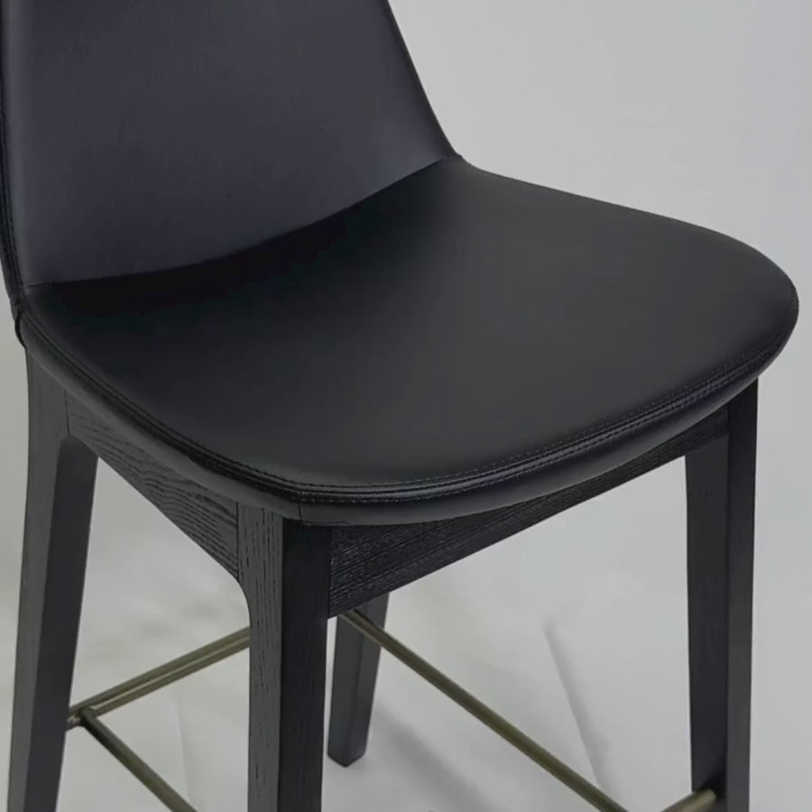 Pera HB Black Leather Counter Stools