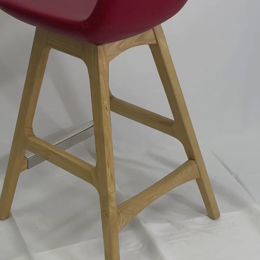 Pera Red Light Wood Bar Stools