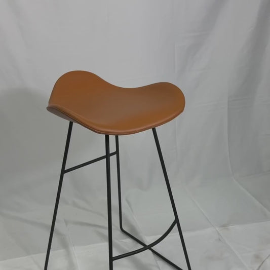 Backless Leather Bar Stools Brown Falcon Wire