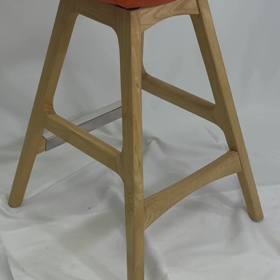 Pera Orange Light Wood Bar Stools