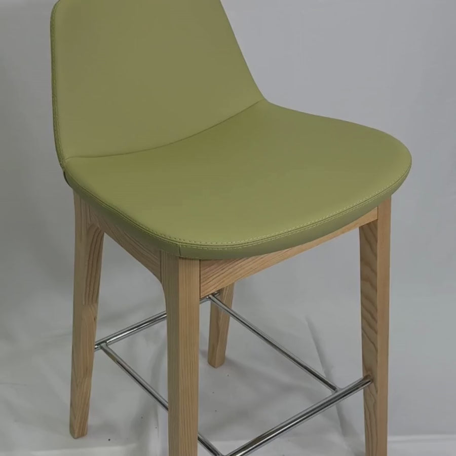 Pera HB Green Leather Counter Stools