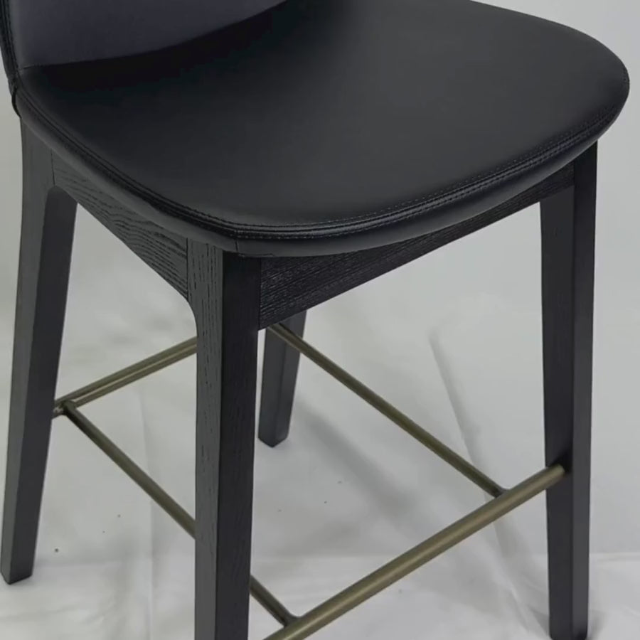 Pera HB Black Leather Counter Stools