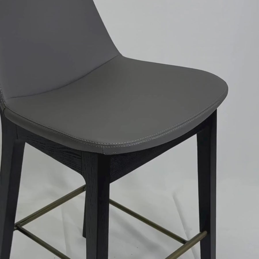 Pera HB Gray Leather Counter Stools