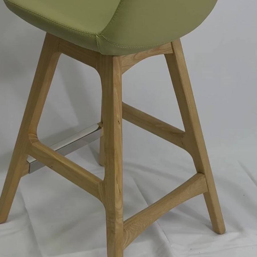 Pera Green Light Wood Bar Stools