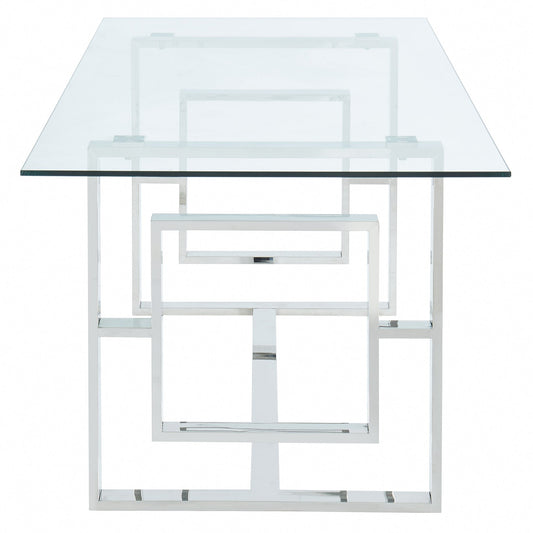 Rectangular Glass Dining Table Eros Silver - Your Bar Stools Canada