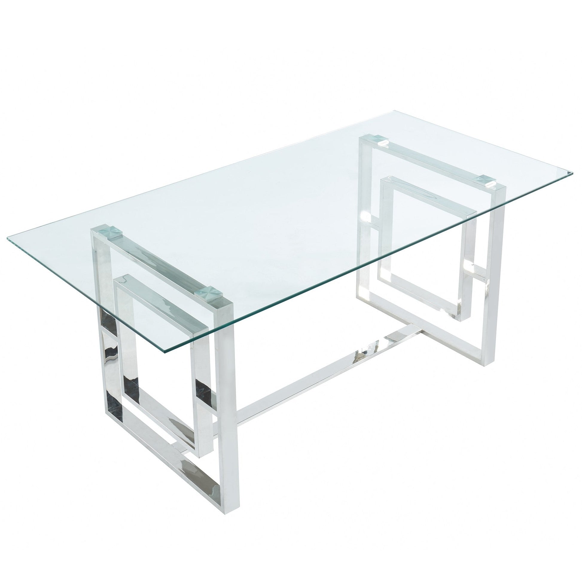 Rectangular Glass Dining Table Eros Silver - Your Bar Stools Canada