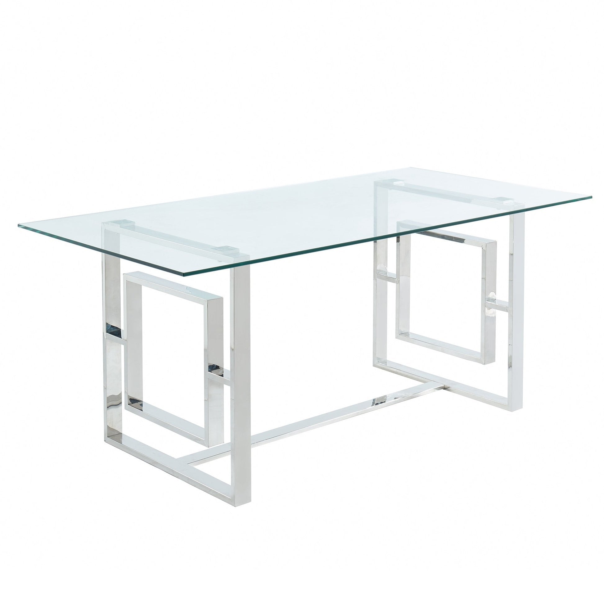 Rectangular Glass Dining Table Eros Silver - Your Bar Stools Canada
